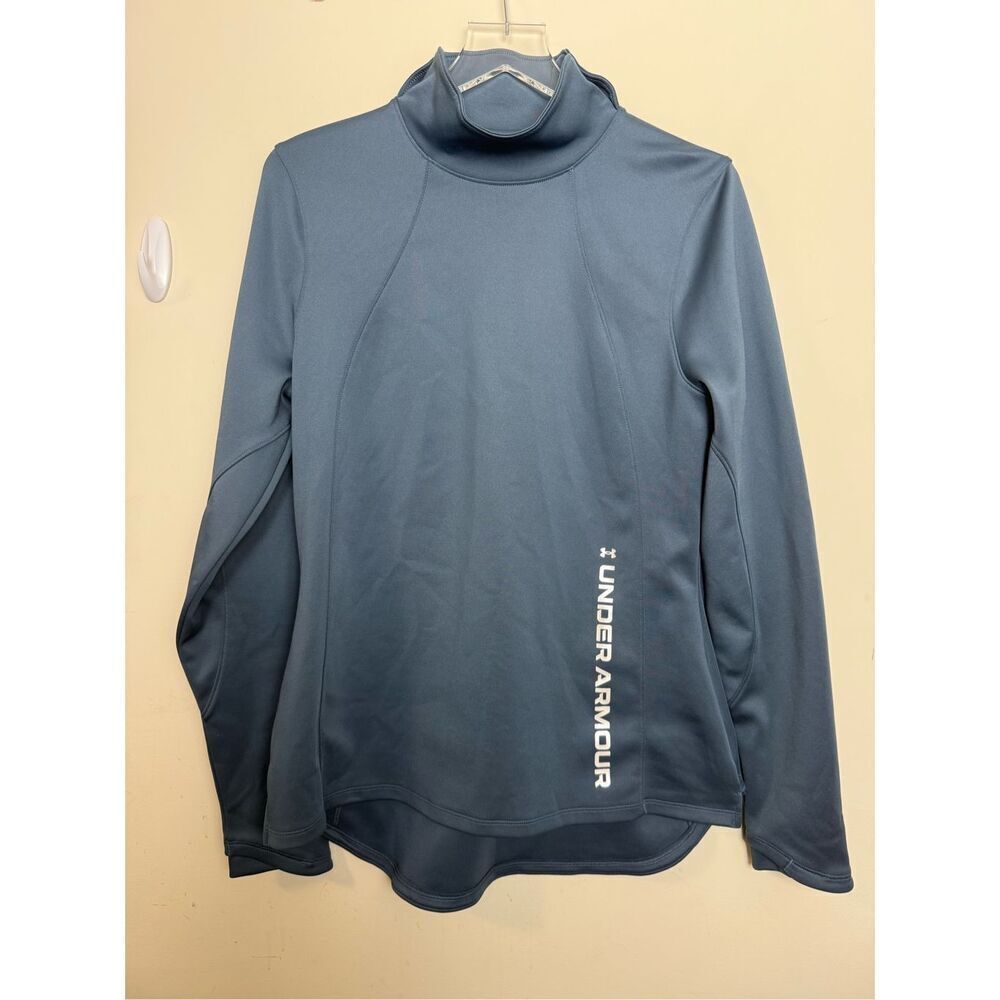 Under Armour L Gray Coldgear Form Funnel Long Sleeve Shirt Womens Athletic Gym W